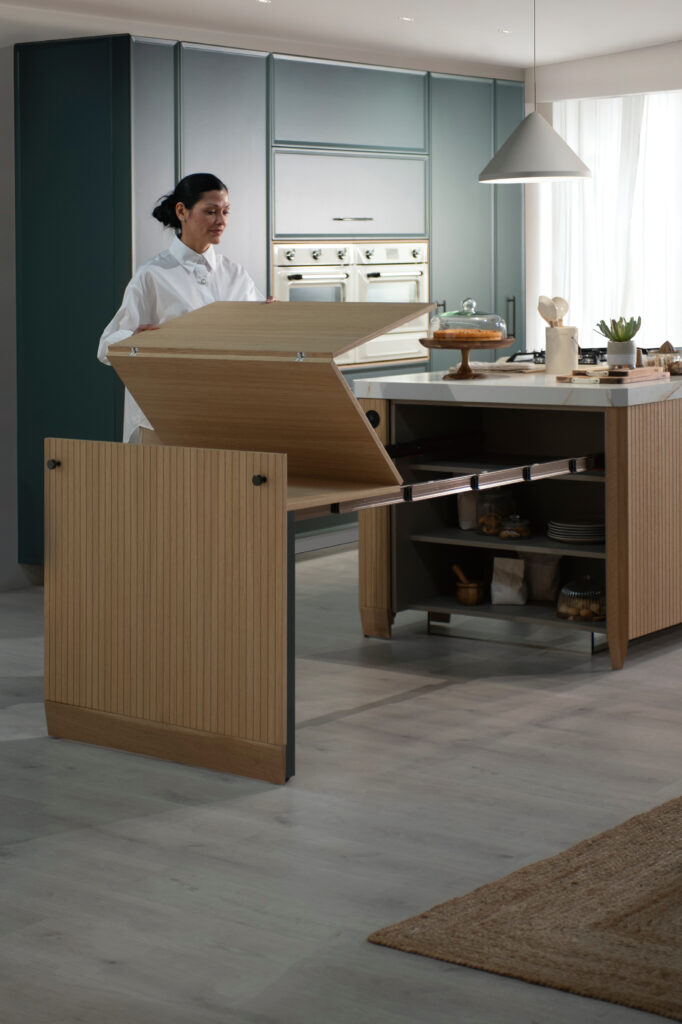 cocina alargada con barra